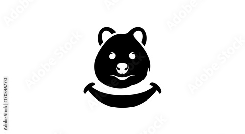 Simple black smiling bear head logo icon design.