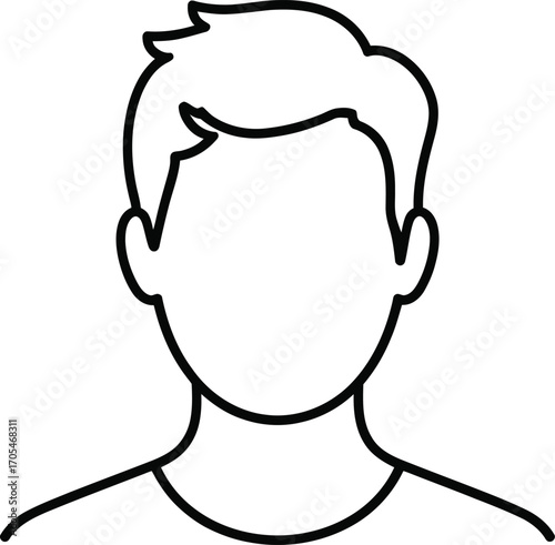 Outline drawing of a person with short hair and no face