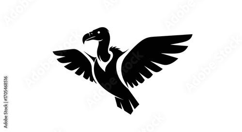 Stylized black vulture silhouette with wings spread wide.