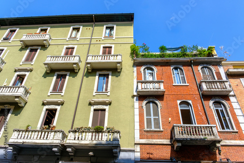 Bilde på lerret Residential buildings along via Piero della Francesca in Milan, Italy