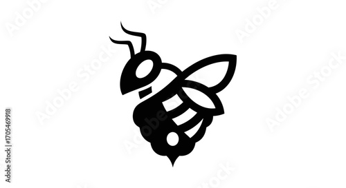 Stylized black bee icon with simple graphic design.