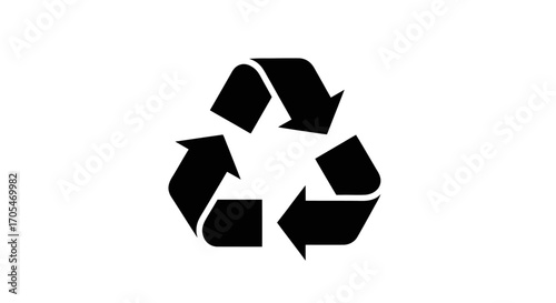Black recycling symbol representing sustainability and environmental conservation.