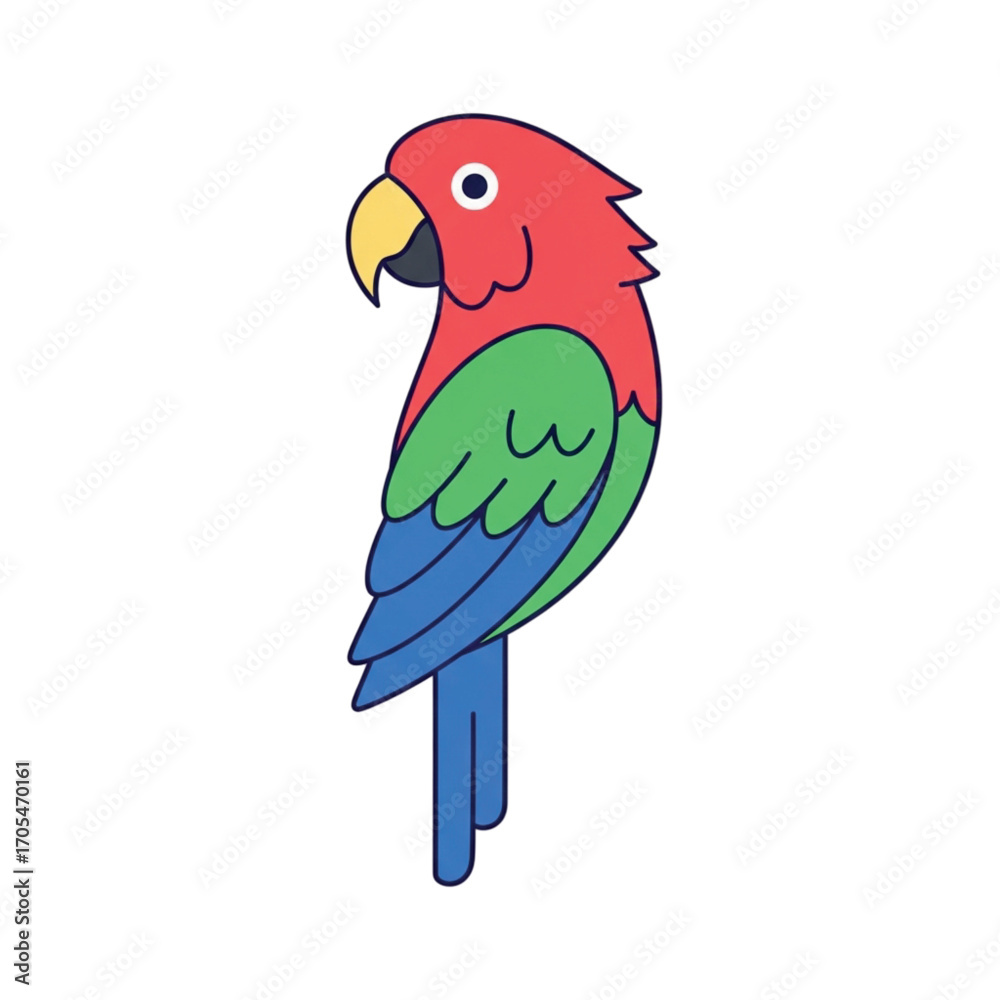 Fototapeta premium Cartoon Parrot Bird Illustration.