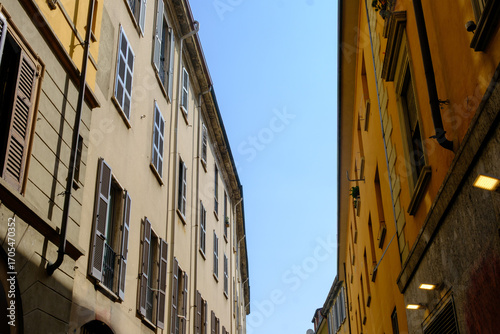 Tableau sur toile Residential buildings along via Braccio da Montone in Milan, Italy