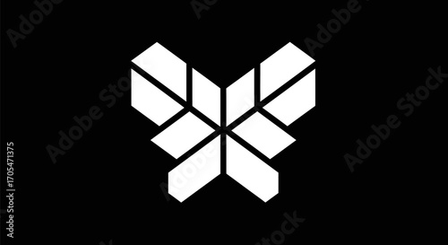 Geometric Butterfly Logo Design with Abstract Shapes.