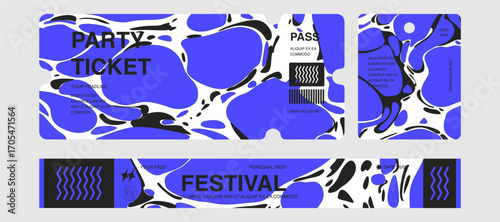 Control ticket bracelets for events, disco, festival, fan zone, party, staff. Vector mockup of a festival bracelet in a futuristic style.	
