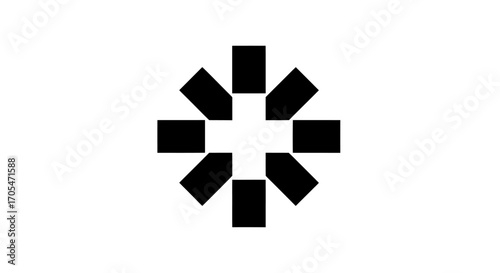 Abstract black asterisk symbol on a white background.