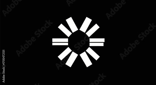 Abstract geometric starburst shape with radiating lines and central octagon.