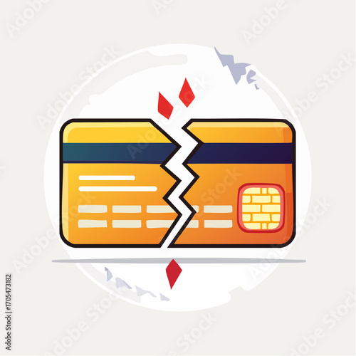 Broken Credit Card On White Circular Background