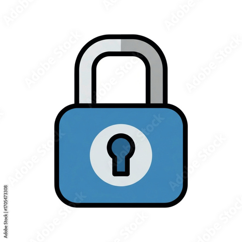 Blue Padlock Icon for Security and Protection.