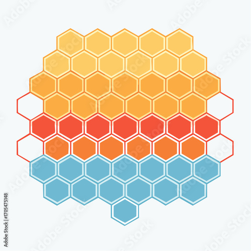 Gradient Honeycomb Pattern In Orange Red And Blue
