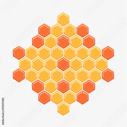 Pixel Art Honeycomb Pattern in Orange and Yellow