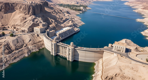 Aswan High Dam Infrastructure on Nile River Engineering