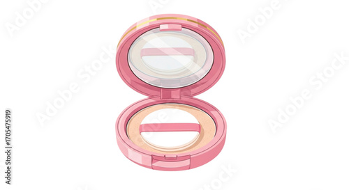 Pink Compact Powder with Mirror and Puff.
