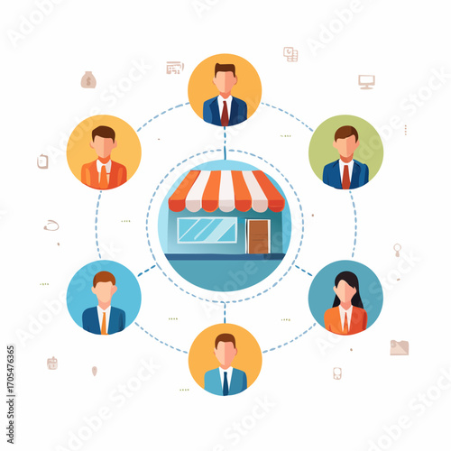 Franchise Business Store Network with Connected People