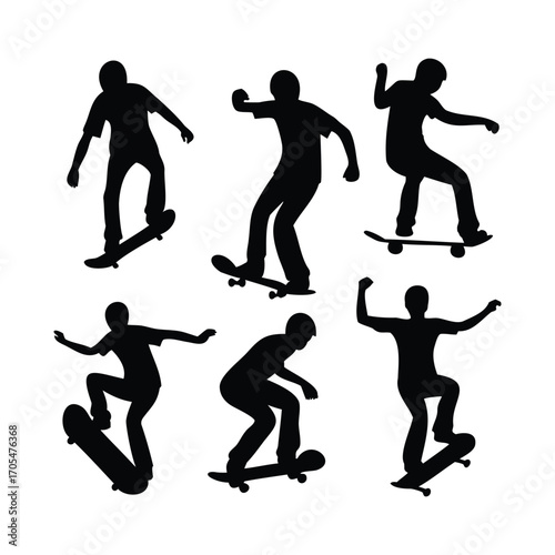 Silhouettes of Boxers in Various Fighting and Training Poses
