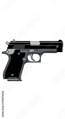 Black Handgun Side View.