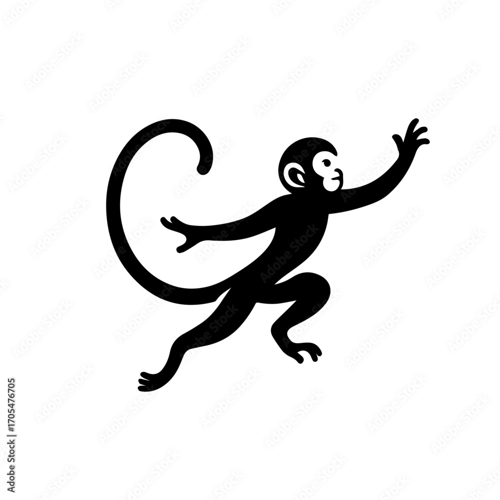 Fototapeta premium Happy Monkey Vector Illustration – Cute Playful Jungle Animal