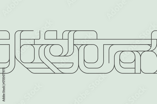 Abstract design featuring interconnected rounded shapes and lines on a light green background color