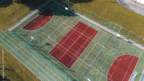 Top view of versatile outdoor sports court