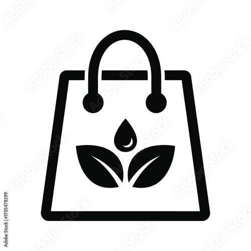 Ecofriendly shopping bag icon isolated on white background, symbolizing sustainable practices and organic products for a greener lifestyle