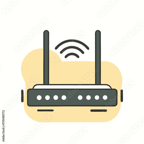 A simple black silhouette vector illustration of a modern WiFi router 