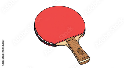 Red Ping Pong Paddle Ready for Game.