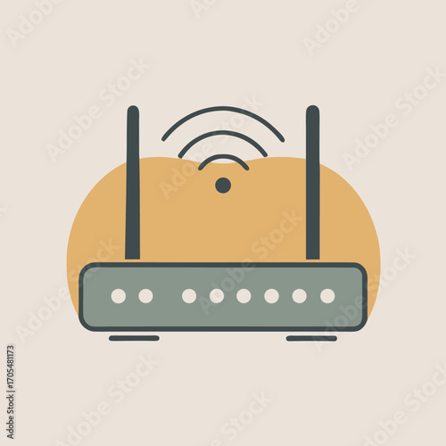 A simple black silhouette vector illustration of a modern WiFi router 