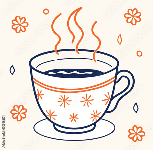 A morning break with a hot cup of coffee or tea, a perfect sign of a cafe