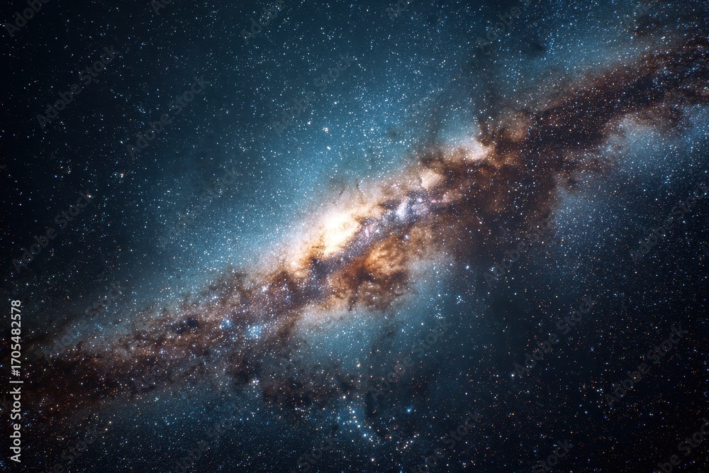 Fototapeta premium Vast Milky Way Galaxy with Swirling Nebulae and Countless Stars