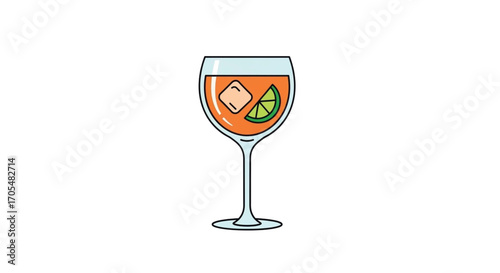 Refreshing Orange Cocktail with Ice and Lime.