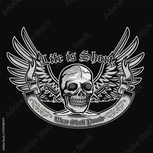 gothic sign with skull, grunge vintage design t shirts
