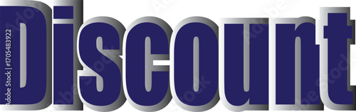 Bold “Discount” text in dark blue with gray shadow effect. A strong typographic design ideal for sale banners, promotional graphics, and marketing campaigns.