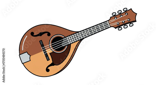 Acoustic Mandolin Stringed Musical Instrument Illustration.