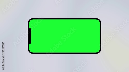 Horizontal Smartphone Green Screen Mockup on Chroma Key Background for Motion Graphics and Video Editing