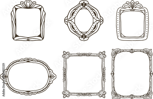 Vintage hand drawn frames for greeting cards, wedding and birthday party