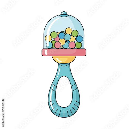 Colorful Baby Rattle Toy with Beads Inside.