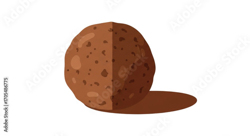 A single brown potato with a shadow.