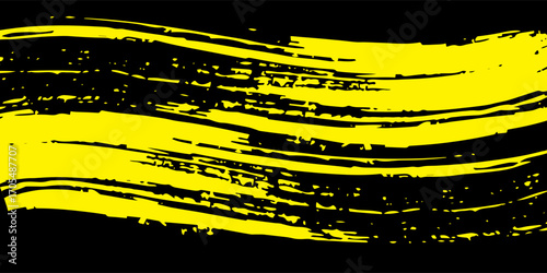 yellow black brush Car sticker wrap pattern banner abstract sporty lines black yellow color combination grunge brush pattern design.