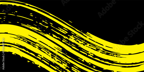 yellow black brush Car sticker wrap pattern banner abstract sporty lines black yellow color combination grunge brush pattern design.