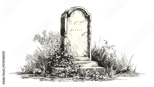 Ancient Religious Tombstone Sketch Concept for Adobe Stock Photos