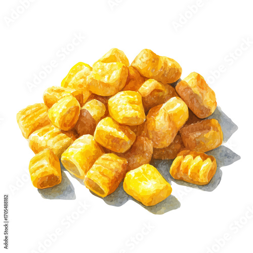 Gnocchi, watercolor clipart vector, isolated on a white background.