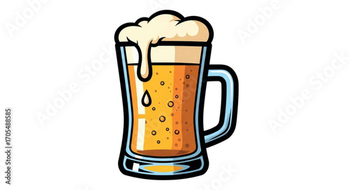 A refreshing glass of beer with frothy head.