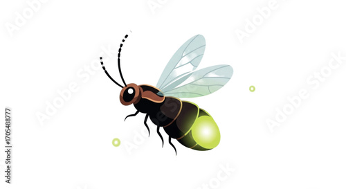 A glowing firefly insect in flight.