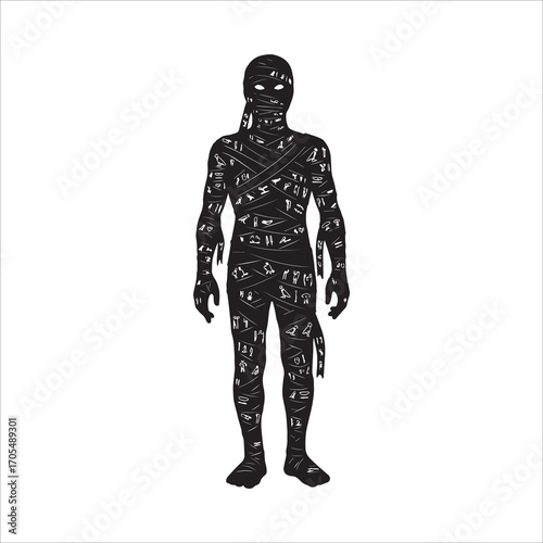 Vector art of mummy silhouette, a symbol of ancient mystery