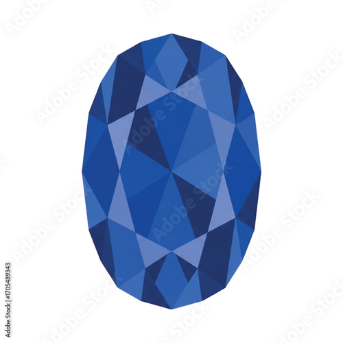 A faceted oval blue gemstone illustration.