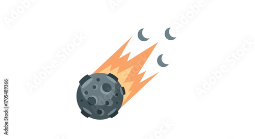 A fiery meteor streaks across the night sky leaving a trail of debris.