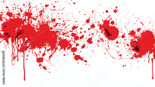 Dramatic Blood Drops and Splatters Illustration on Black Background