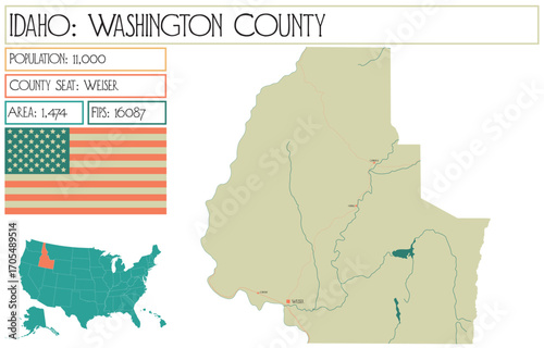 Large and detailed map of Washington County in Idaho USA.