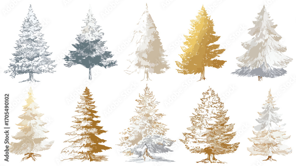 Obraz premium Christmas Tree Art Illustration for Festive Designs and Holiday Projects
